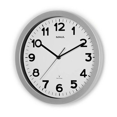MAUL 9053595 Wanduhr/Funkuhr MAULstep, Durchmesser: 350 mm, silber