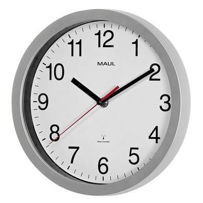 MAUL 9052595 Wanduhr/Funkuhr MAULrun Durchmesser: 250 mm silber(T)