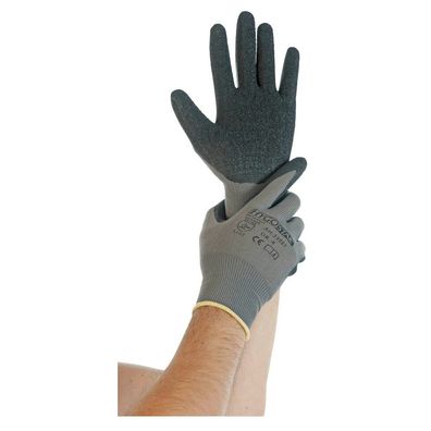 Hygostar 33983 Feinstrickhandschuhe Skill grau/schwarz Gr. 10/XL Latex-Beschichtung T