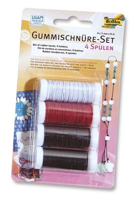 Folia 13701 Gummischnüre-Set - 4 Spulen à 5 m, farbig sortiert