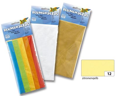 Folia 90012 Blumenseide - 50 x 70 cm, 26 Bogen, zitronengelb