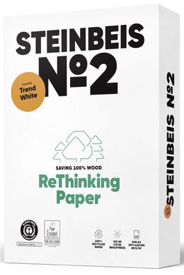 Steinbeis K1506666080B No. 2 - Trend White - Recyclingpapier, A3, 80g, weiß, 500 Blat
