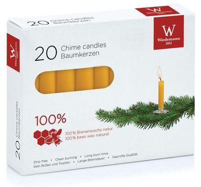 Wiedemann 112007.002 Baumkerzen 100 % Bienenwachs 10,5 x 1,25 cm 20 Stück