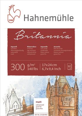 Hahnemühle 10628983 Aquarellblock - 17 x 24 cm, 300 g/qm, 12 Blatt