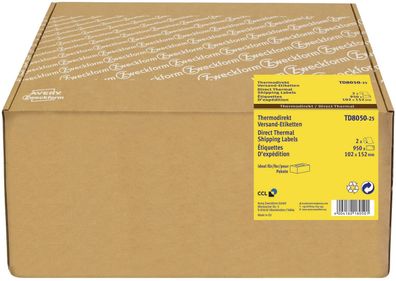 Avery Zweckform® TD8050-25 Thermoetikettrollen - 102 x 152 mm, permanent haftend, 2 R