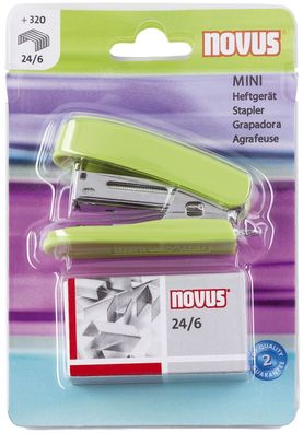 Novus® 020-1909 Minihefter + Klammern - 12 Blatt, hellgrün