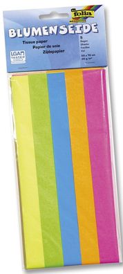 Folia 91099 Blumenseide - 50 x 70 cm, 5 Bogen, farbig sortiert neon