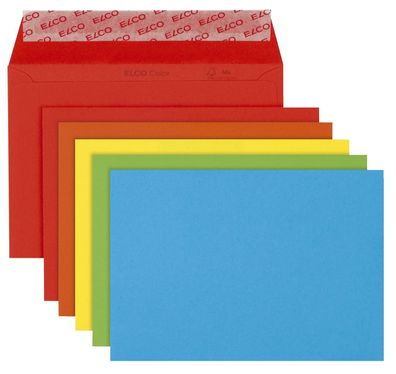 Elco 74634.00 Briefumschlag Color - C6, Kleinpackung 20 Stück, 5 Farben sortiert, haf
