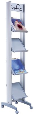 Paperflow 4.24x32TM.35 Alu-Prospektständer mit 4 Metall-Ablagen für 4 Dokumente