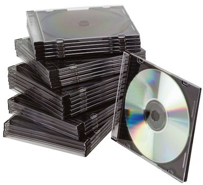 Q-Connect® KF02210 CD-Boxen Standard - Slim Line für 1 CD/DVD, transparent/schwarz, P