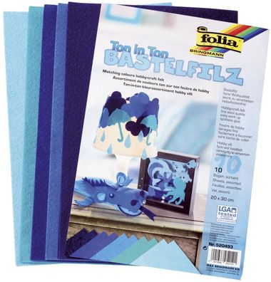 Folia 520493 Filz Ton in Ton 20x30cm blau