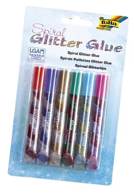 Folia 575 Glitterglue - farbig sortiert, 6 Stück