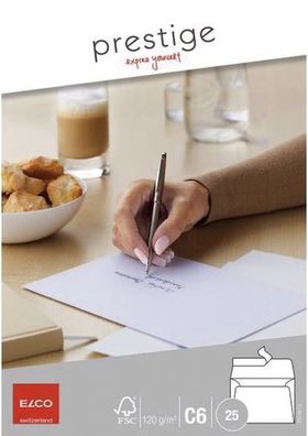 Elco 73118.12 Briefumschlag Prestige C6 hochweiss Haftklebestreifen ohne Fenster 120g