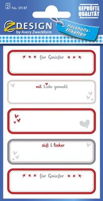 Avery Zweckform® 59187 Einmachetiketten - grau/rot, 10 Stück