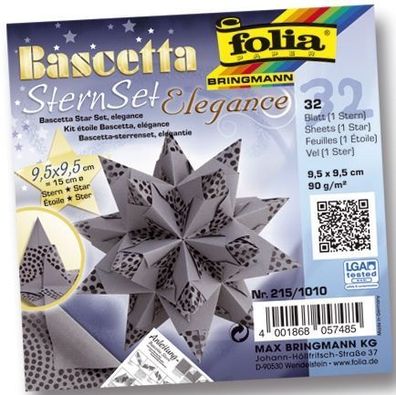 Folia 215/1010 Bascetta Stern - Pearls, anthrazit, Ø 15 cm