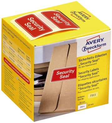 Avery Zweckform® 7311 7311 Sicherheitssiegel "Security Seal" - 20 x 38 mm, rot, 200 S