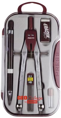 Aristo AR80064 College Schnellverstellzirkel Set, FLP, Radierer, Minendose HB, Minen
