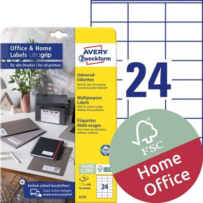 AVERY Zweckform 6122 240x Etiketten weiß(S)