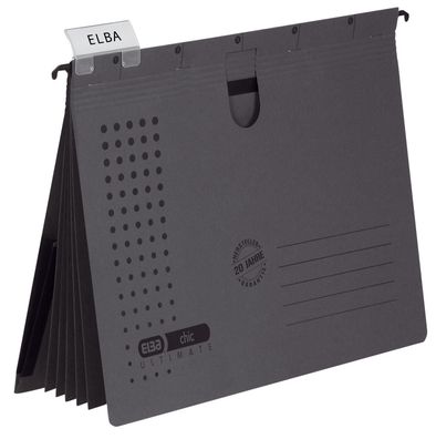 Elba 100333016 Organisationshefter chic - Karton (RC) 230 g/qm, A4, anthrazit, 5 Stüc
