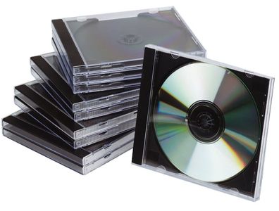 Q-Connect® KF02209 CD-Boxen Standard - Hardbox für 1 CD/DVD, transparent/schwarz, Pac