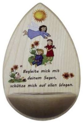 40/22 Weihwasserkessel "Begleite mich auf…" - Holz, 14 cm