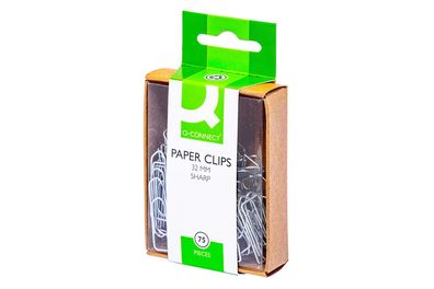 Q-Connect® KF02022 Büroklammern - 32 mm glatt, verzinkt spitz, 75 Stück