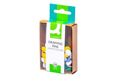 Q-Connect® KF02020 Reißnägel - kunststoffüberzogen, farbig sortiert, 120 Stück