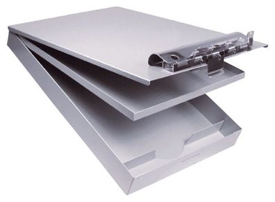 Läufer 21017 Klemmbrett - Formularhalter mit Box, Aluminium, mit Abteiltrenner