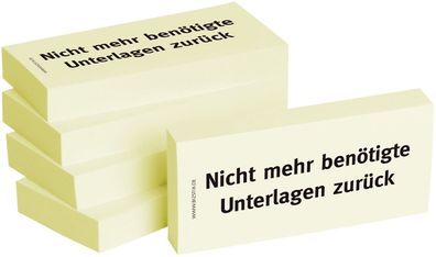 1301010108 Haftnotizen "Nicht mehr benötigte Unterlagen zurück" - 75 x 35 mm, 5x 100