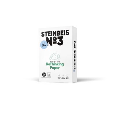 Steinbeis K1606666080B No. 3 - Pure White - Recyclingpapier, A3, 80g, weiß, 500 Blatt