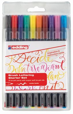 Edding 1340-10S 1340 Faserschreiber Brushpen - 10 Stück, sortiert