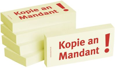 1301010155 Haftnotizen "Kopie an Mandant" - 75 x 35 mm, 5x 100 Blatt