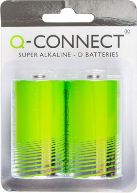 Q-Connect® KF00491 Super Alkaline Batterien - Mono/LR20/D 1,5Volt, 2 Stück