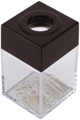 Q-Connect® KF02132 Büroklammernspender, eckig - schwarz/transparent, 42 x 70 x 42 mm