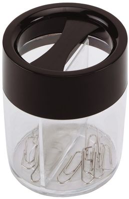 Q-Connect® KF02133 Büroklammernspender, rund - schwarz/transparent, Ø 58 x 72 mm Höhe