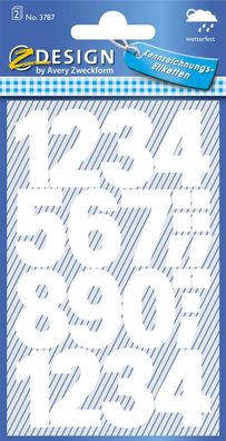 Avery Zweckform® 3787 Zahlen-Etiketten - 0-9, 25 mm, weiß, selbstklebend, wetterfest,