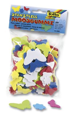 Folia 2358 Moosgummi Stanzteile "Blumen und Schmetterlinge" - 200 Stück, sortiert