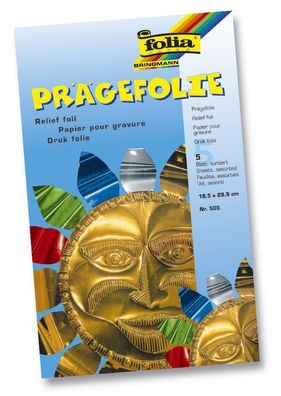 Folia 505 Prägefolie Mappe 18,5 x 29 cm farbig sortiert 5 Blatt