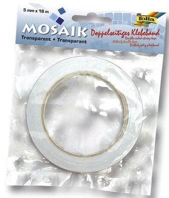 Folia 55022 Doppelseitiges Klebeband, 5mm x 18m, transparent