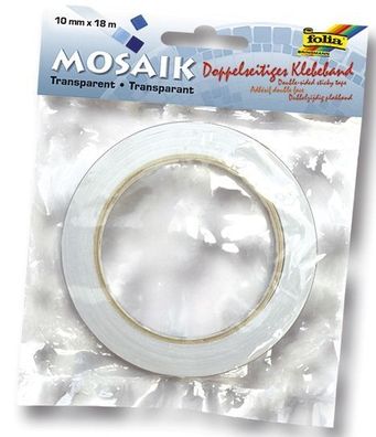 Folia 55023 Doppelseitiges Klebeband, 10mm x 18m, transparent