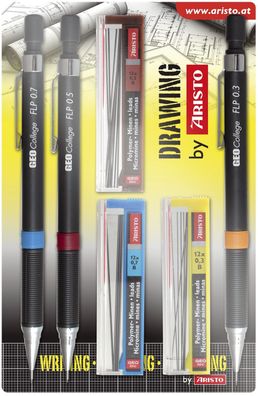 Aristo AR23559 Feinminenstift Set GEOCollege 0,35/0,5/0,7 mm HB schwarz 3er-Set
