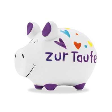 KCG 100803 Spardose Schwein "Zur Taufe" - Keramik, klein