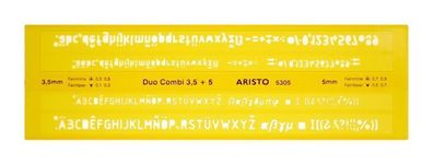 Aristo AH5305 Isonorm-schriftschablone Duo Fineliner, gerade (Mittelschrift), 0,35/0,