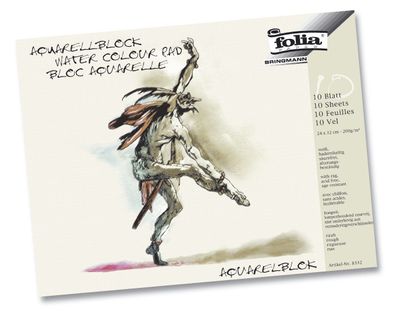 Folia 8332 Aquarellblock 200 g/qm, rau, 24x32 cm, weiß, 10 Blatt