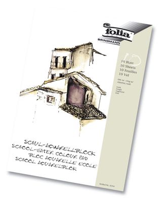 Folia 8354 Schul-Aquarellblock 150 g/qm DIN A4 weiß 10 Blatt