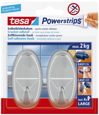 tesa® 58050-00012-01 Powerstrips® Systemhaken - ablösbar, oval, chrom, Tragfähigkeit