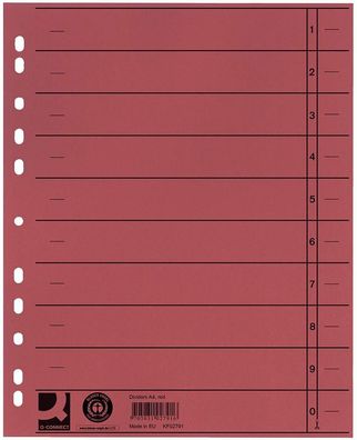 Q-Connect® KF02791 Trennblätter durchgefärbt - A4 Überbreite, rot, 100 Stück