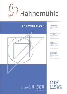 Hahnemühle 10622701 Transparentblock - A4, 110/115 g/qm, 50 Blatt