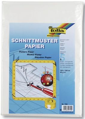 Folia 790 Schnittmusterpapier - 100 x 150 cm, 5 Bogen, tra