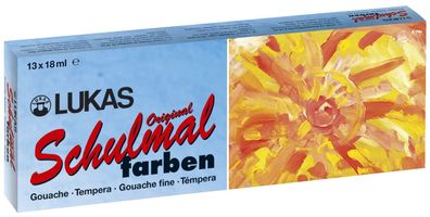 Lukas 109813 Schulmalfarbe, Grund- und Zusatzfarben, 13 Farben x 18 ml